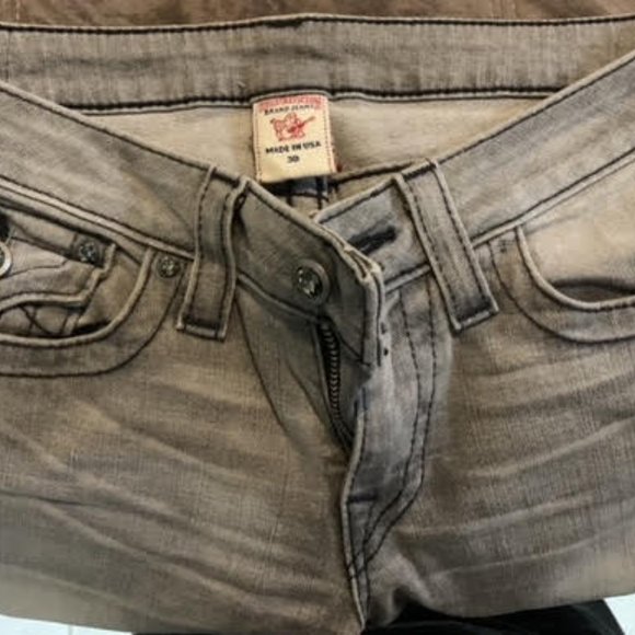 True Religion Skinny Grey Jeans, black stitch - Picture 5 of 9